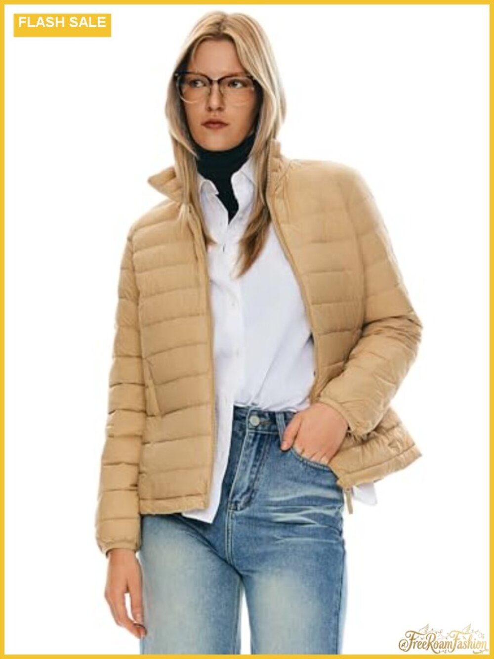 Lightweight Packable Down Puffer Jacket Quilted Zip Coat Stand Collar